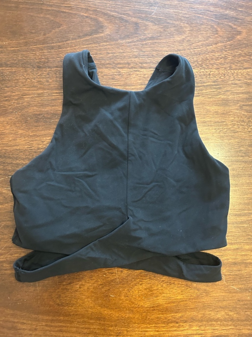 Athleta Black High-Neck Cutout Back Crop Top